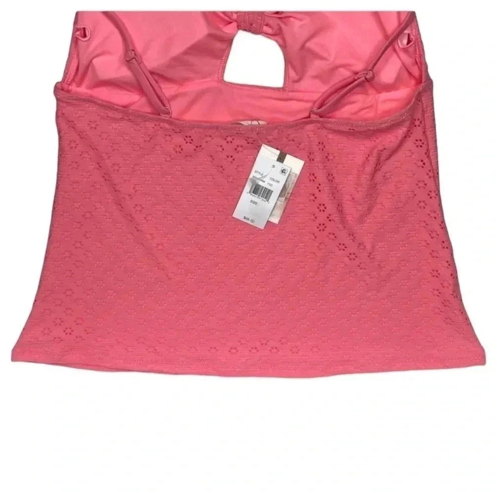 Jessica Simpson Fizz Sweet Tooth Solid Eyelet Tankini Womens Swim Top Size XL - Picture 10 of 11